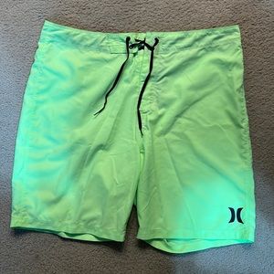 Hurley lime green swim trunks